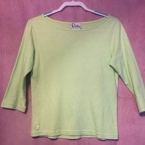 Lilly Pulitzer Quarter Length Sleeve Lime Green Cotton Shirt Women’s Medium